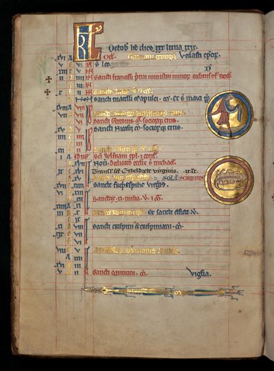 Ms 322 f.5v, Oktober, ein Mann sät, Illustration aus dem 